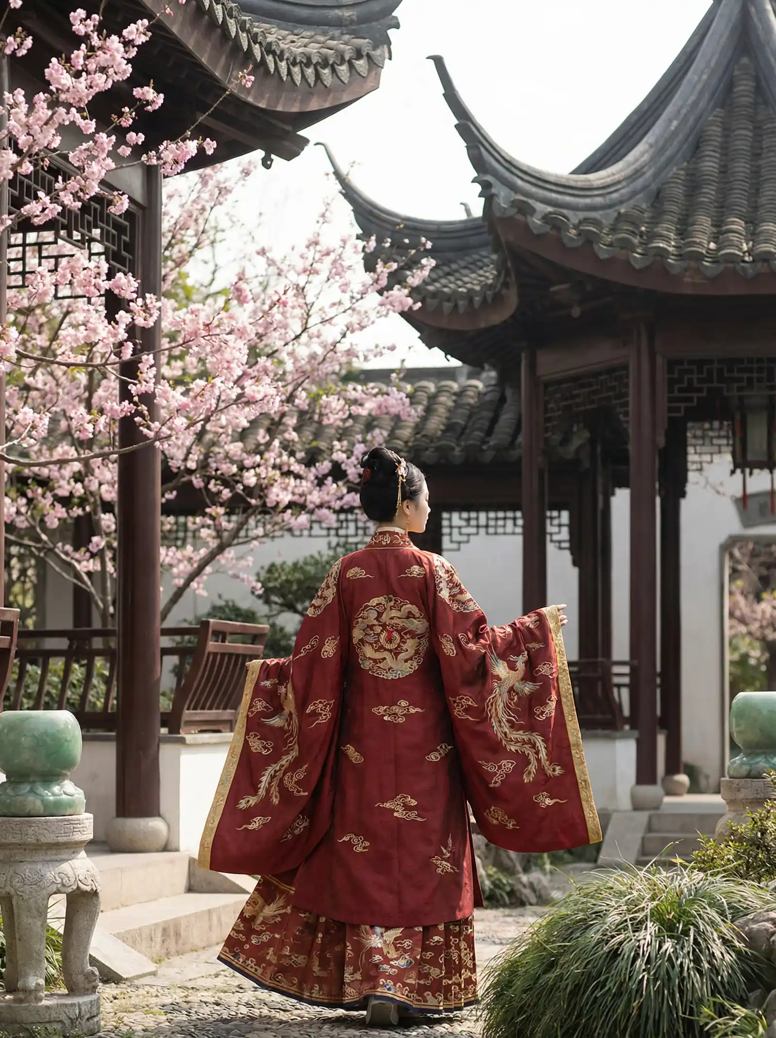 灭火宝贝在线观看完整版无删减 明制汉服红色凤凰刺绣